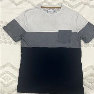 Men's Color Block T-Shirt - White, Gray, and Black